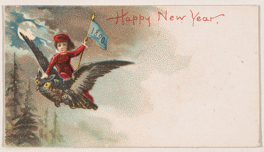 Happy New Year, from the New Years 1890 series (N227) issued by Kinney Bros., Issued by Kinney Brothers Tobacco Company, Commercial color lithograph 