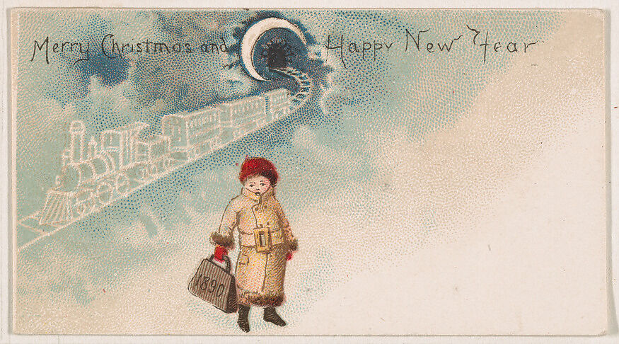 Merry Christmas and Happy New Year, from the New Years 1890 series (N227) issued by Kinney Bros., Issued by Kinney Brothers Tobacco Company, Commercial color lithograph 