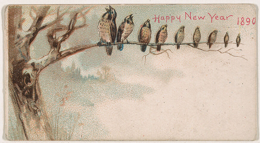 Happy New Year 1890, from the New Years 1890 series (N227) issued by Kinney Bros., Issued by Kinney Brothers Tobacco Company, Commercial color lithograph 