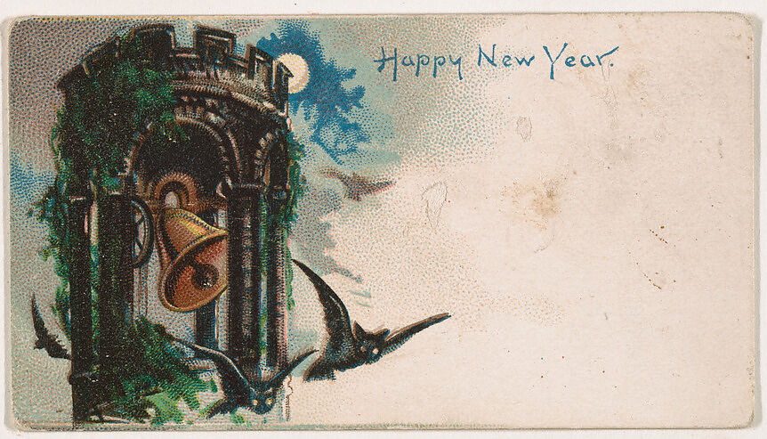 Happy New Year, from the New Years 1890 series (N227) issued by Kinney Bros., Issued by Kinney Brothers Tobacco Company, Commercial color lithograph 