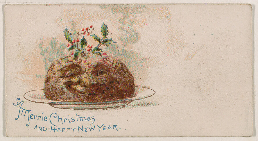 Merry Christmas and Happy New Year, from the New Years 1890 series (N227) issued by Kinney Bros., Issued by Kinney Brothers Tobacco Company, Commercial color lithograph 