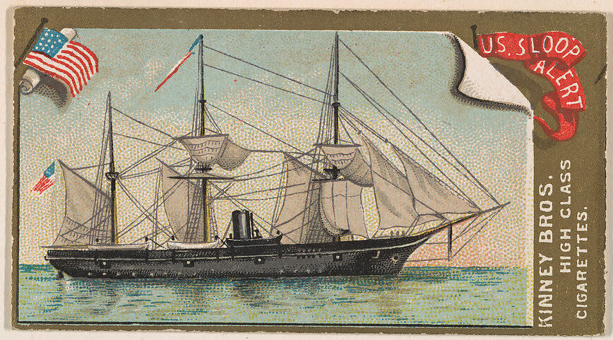 U.S. Sloop Alert, from the Naval Vessels of the World series (N226) issued by Kinney Bros., Issued by Kinney Brothers Tobacco Company, Commercial color lithograph 