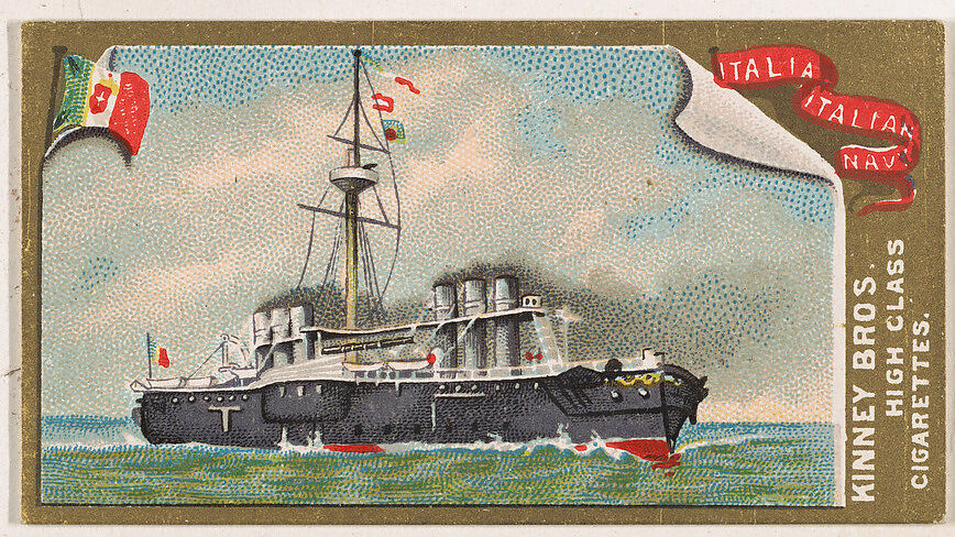 Italia, Italian Navy, from the Naval Vessels of the World series (N226) issued by Kinney Bros., Issued by Kinney Brothers Tobacco Company, Commercial color lithograph 
