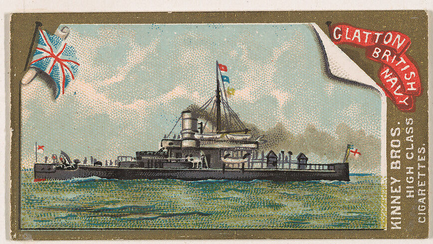 H.M.S. Glatton, British Navy, from the Naval Vessels of the World series (N226) issued by Kinney Bros., Issued by Kinney Brothers Tobacco Company, Commercial color lithograph 