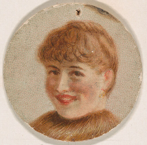 Portrait of woman, from the Novelties series (N228, Type 1) issued by Kinney Bros., Issued by Kinney Brothers Tobacco Company, Commercial color lithograph 