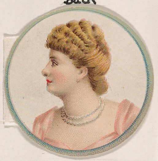 Portrait of woman, from the Novelties series (N228, Type 2) issued by Kinney Bros., Issued by Kinney Brothers Tobacco Company, Commercial color lithograph 
