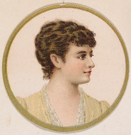 Portrait of woman, from the Novelties series (N228, Type 2) issued by Kinney Bros., Issued by Kinney Brothers Tobacco Company, Commercial color lithograph 