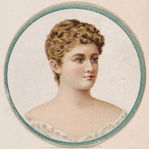 Portrait of woman, from the Novelties series (N228, Type 2) issued by Kinney Bros., Issued by Kinney Brothers Tobacco Company, Commercial color lithograph 