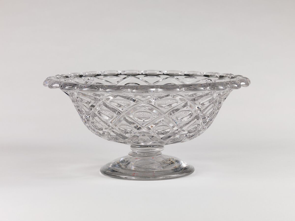 Footed bowl, Pressed glass, American 