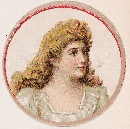 Portrait of woman, from the Novelties series (N228, Type 2) issued by Kinney Bros., Issued by Kinney Brothers Tobacco Company, Commercial color lithograph 