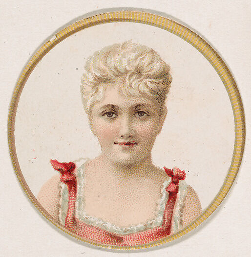 Portrait of woman, from the Novelties series (N228, Type 2) issued by Kinney Bros., Issued by Kinney Brothers Tobacco Company, Commercial color lithograph 