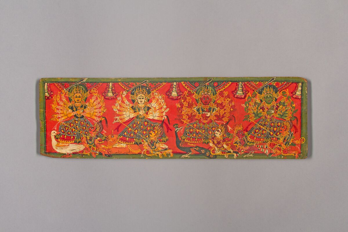 Book Cover with Four Durgas, Distemper on wood, Nepal (Kathmandu Valley) 