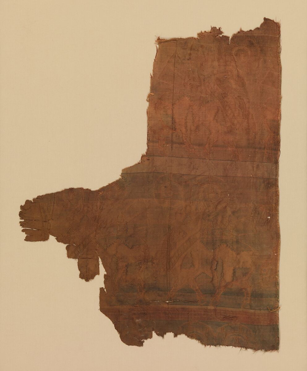 Textile with Processions of Rams, Silk samite, Iran, Afghanistan or China (Xinjiang Autonomous Region)