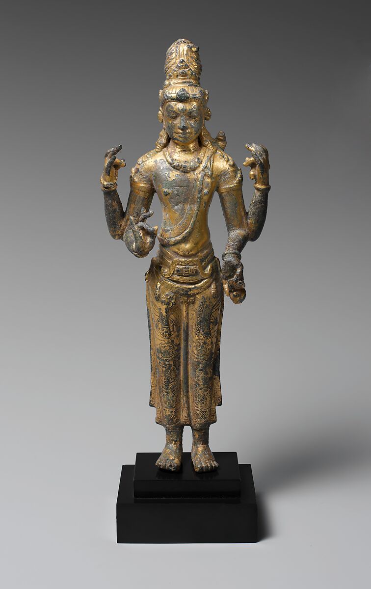 Standing Four-Armed Shiva, Gilt bronze, Indonesia 