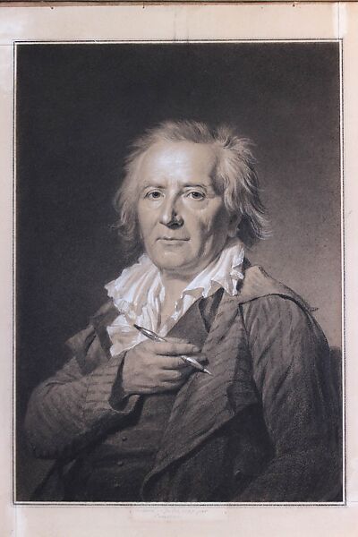 Portrait of Jean Honoré Fragonard, Jacques Antoine Marie Lemoine (French, Rouen 1751–1824 Paris), Black chalk, stumping, and highlighted with white chalk 