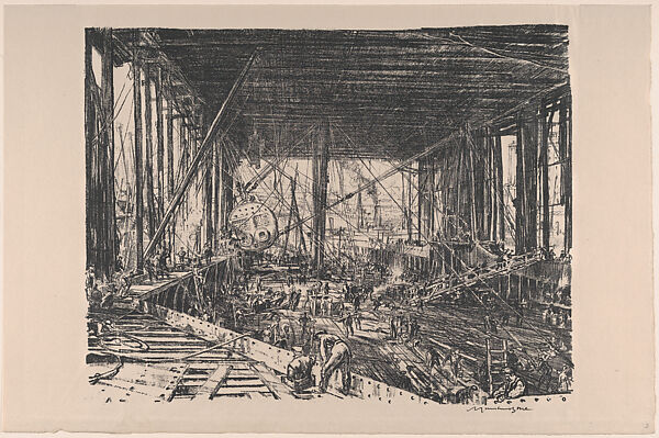 On the Floor of the Train Ferry (On the Clyde, no. 3), Sir Muirhead Bone (British, Glasgow, Scotland 1876–1953 Oxford), Lithograph 