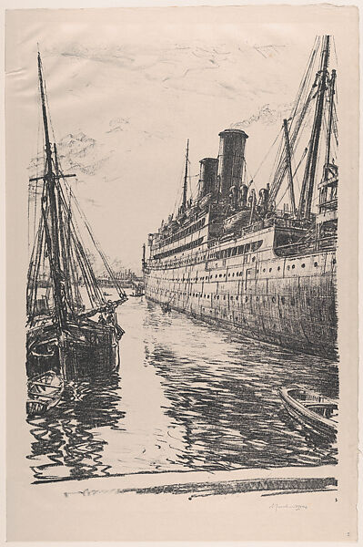 The Tuscania at Glasgow (On the Clyde, no. 5), Sir Muirhead Bone (British, Glasgow, Scotland 1876–1953 Oxford), Lithograph 