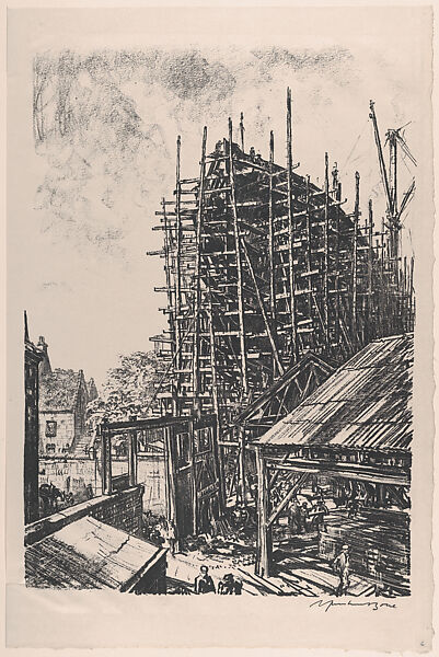 Building a Liner at Greenock (On the Clyde, no. 6), Sir Muirhead Bone (British, Glasgow, Scotland 1876–1953 Oxford), Lithograph 