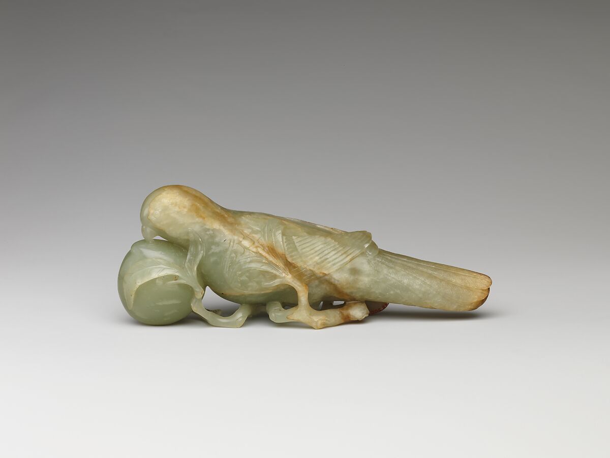 Bird with Peach Spray, Jade (nephrite), China 