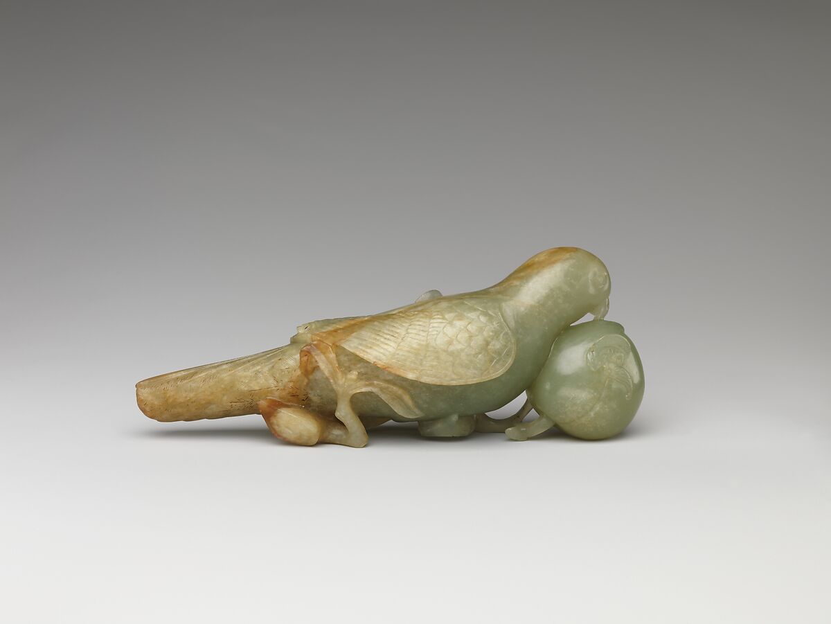 Bird with Peach Spray, Jade (nephrite), China