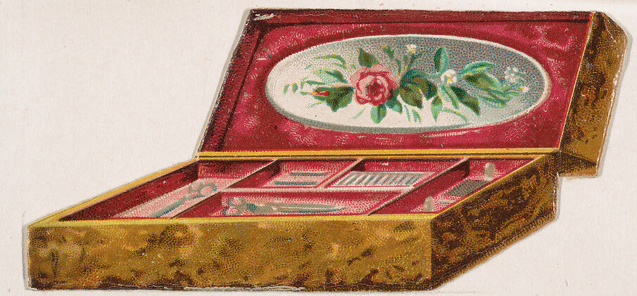 Sewing box, from the Novelties series (N228, Type 4) issued by Kinney Bros., Issued by Kinney Brothers Tobacco Company, Commercial color lithograph 