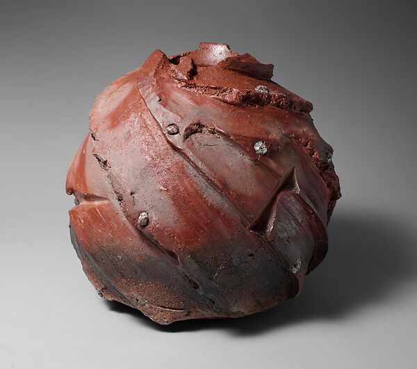 Bizen Jar, Harada Shūroku (Japanese, born 1941), Stoneware with natural ash glaze and set with taiko-ishi stones, Japan 