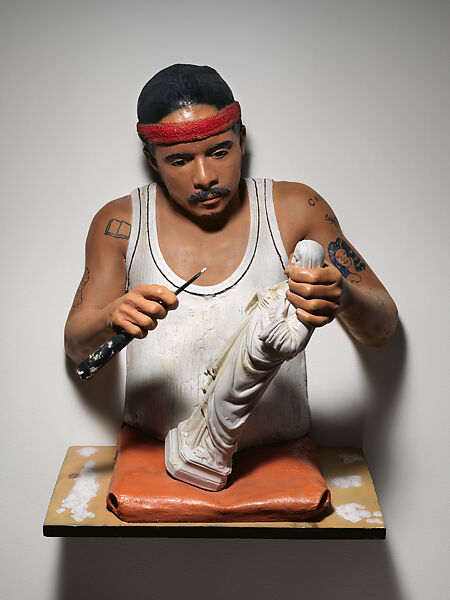 Shorty Working in the C & R Statuary Corp., Rigoberto Torres (American, born Puerto Rico, Aguadilla 1960), acrylic on plaster 