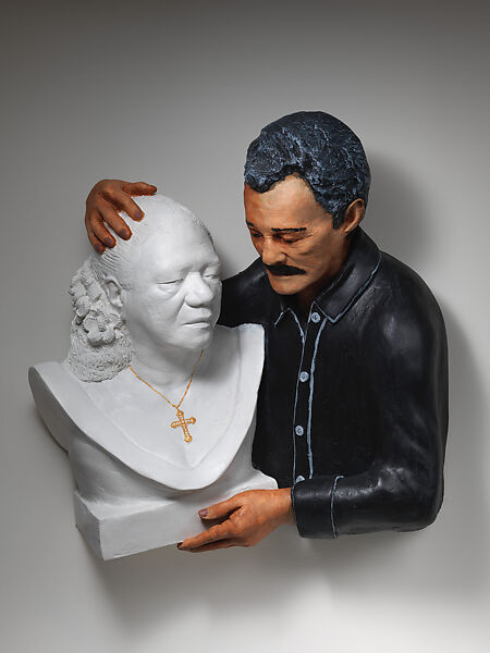 Raul with Bust of Ruth Fernandez, Rigoberto Torres (American, born Puerto Rico, Aguadilla 1960), acrylic on plaster 
