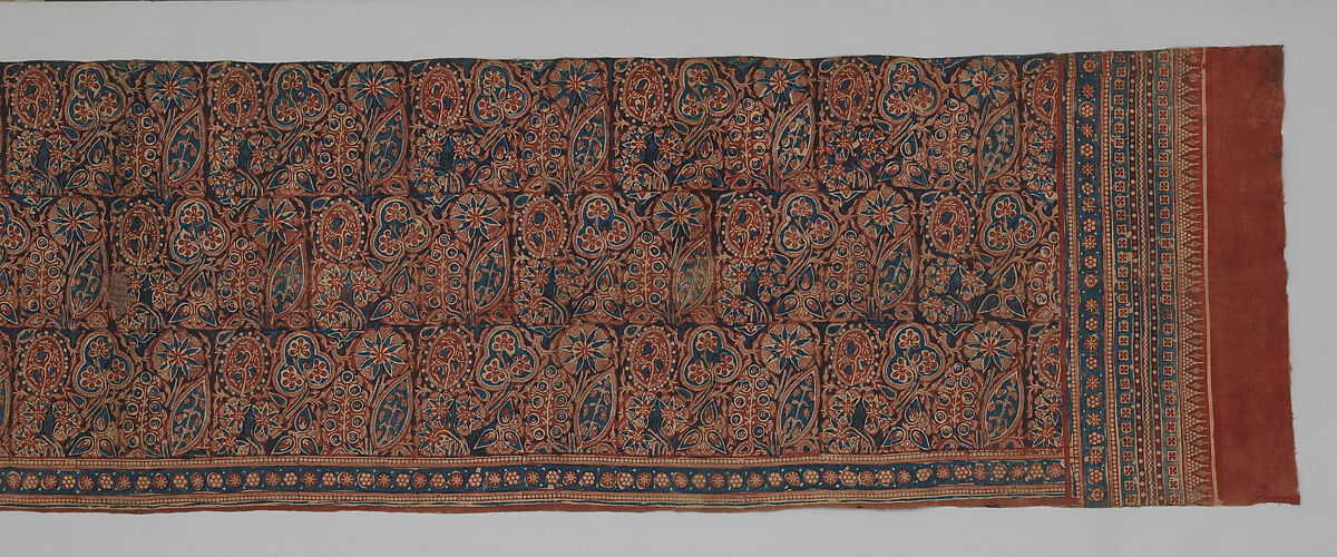 Textile with a Forested Landscape, Cotton, painted resist and block-printed mordant, dyed, India (Gujarat), for the Indonesian market