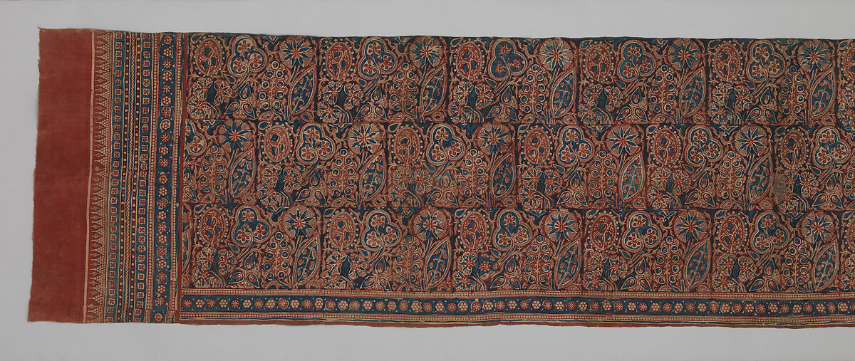 Textile with a Forested Landscape, Cotton, painted resist and block-printed mordant, dyed, India (Gujarat), for the Indonesian market