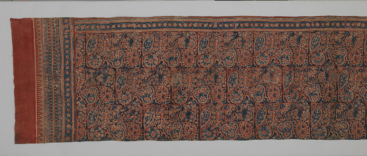 Textile with a Forested Landscape, Cotton, painted resist and block-printed mordant, dyed, India (Gujarat), for the Indonesian market