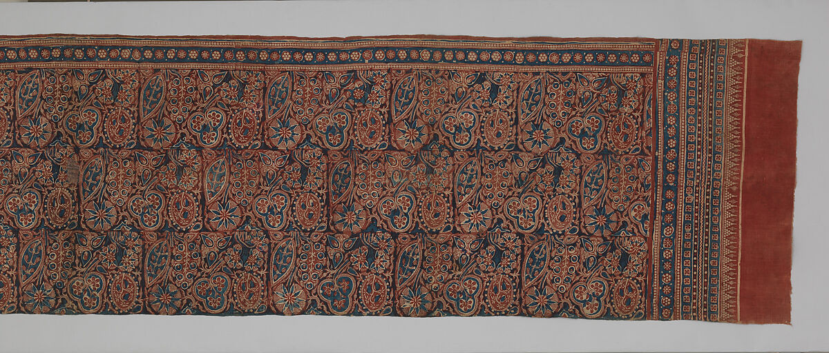 Textile with a Forested Landscape, Cotton, painted resist and block-printed mordant, dyed, India (Gujarat), for the Indonesian market
