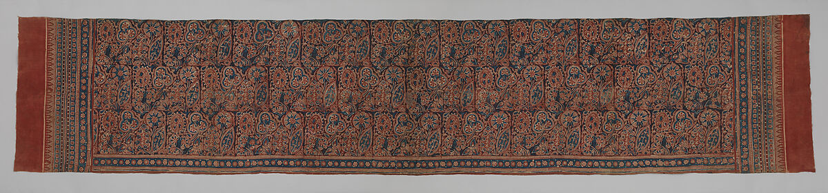Textile with a Forested Landscape, Cotton, painted resist and block-printed mordant, dyed, India (Gujarat), for the Indonesian market 