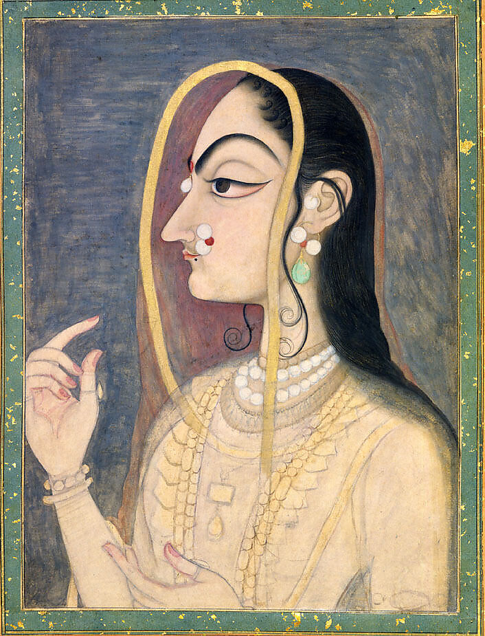 Radha, the Beloved of Krishna, Ink and opaque watercolor on paper, India (Rajasthan, Kishangarh) 