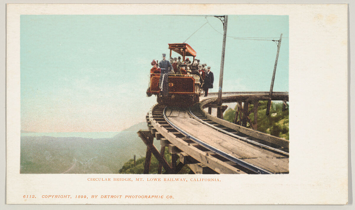 Circular Bridge, Mt. Lowe Railway, California, No. 6112, Issued by the Detroit Publishing Company (American), Photochrom 