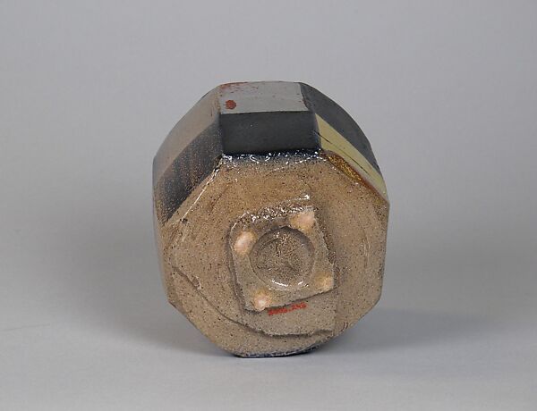 Hexagonal Teabowl with Checkered Design, Ajiki Hiro (Japanese, born 1948), Stoneware, Japan