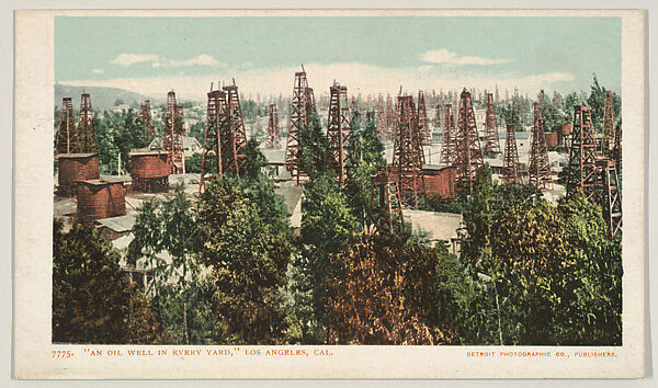 "An Oil Well in Every Yard," Los Angeles, California, No. 7775, Issued by the Detroit Publishing Company (American), Photochrom 