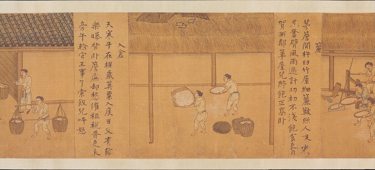 Rice Culture, or Sowing and Reaping, Unidentified artist Chinese, mid-14th century, Handscroll; ink and color on silk, China