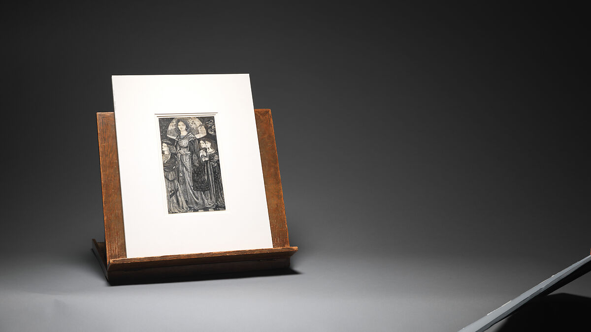 Alice, la Belle Pèlerine, Sir Edward Burne-Jones (British, Birmingham 1833–1898 Fulham), Graphite and black ink, heightened with white, on vellum; the head and shoulders on a subsidiary piece of vellum