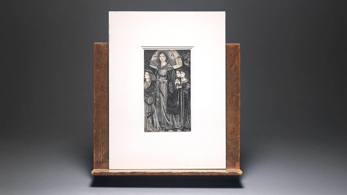 Alice, la Belle Pèlerine, Sir Edward Burne-Jones (British, Birmingham 1833–1898 Fulham), Graphite and black ink, heightened with white, on vellum; the head and shoulders on a subsidiary piece of vellum