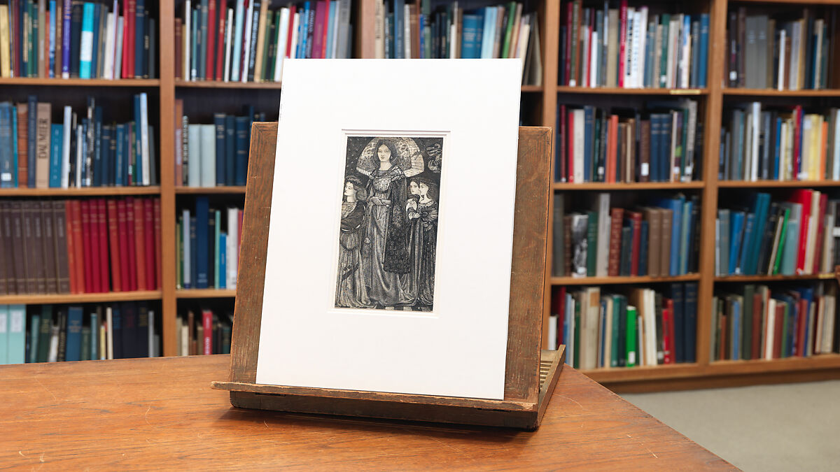 Alice, la Belle Pèlerine, Sir Edward Burne-Jones (British, Birmingham 1833–1898 Fulham), Graphite and black ink, heightened with white, on vellum; the head and shoulders on a subsidiary piece of vellum