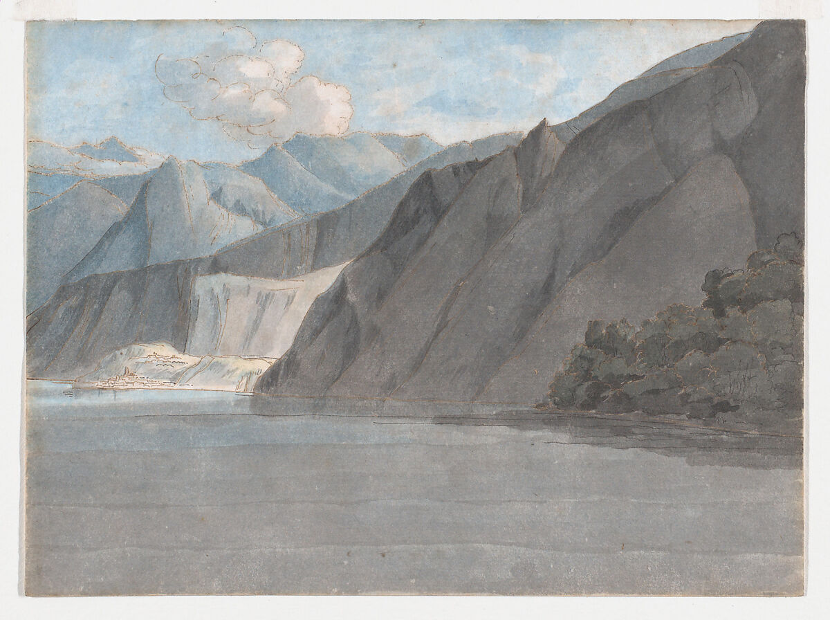 View of Lake Como with Monte Legnone, Francis Towne (British, Isleworth, Middlesex 1739–1816 Exeter), Pen and brown ink and watercolor 