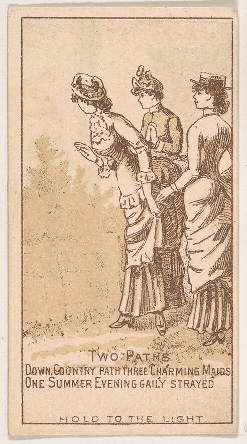 Two Paths, from the Magic Changing Cards series (N223) issued by Kinney Tobacco Company, Issued by Kinney Brothers Tobacco Company, Commercial color lithograph 