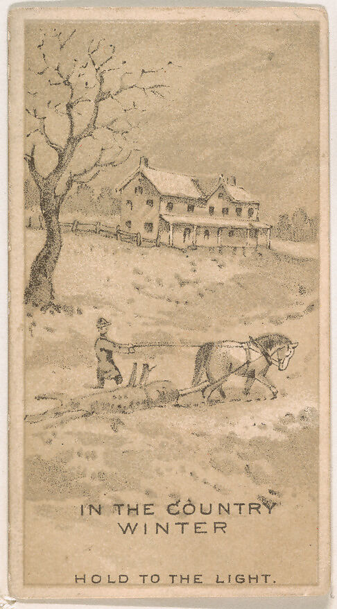 In the Country Winter, from the Magic Changing Cards series (N223) issued by Kinney Tobacco Company, Issued by Kinney Brothers Tobacco Company, Commercial color lithograph 