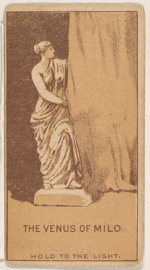 The Venus of Milo, from the Magic Changing Cards series (N223) issued by Kinney Tobacco Company, Issued by Kinney Brothers Tobacco Company, Commercial color lithograph 