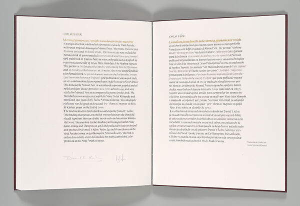 La Manana, Las Tardes y esta Noche / Morning, Afternoons and Tonight, Pablo Neruda (Chilean, 1904–1973), Illustrated book with drawings and calligraphy bound in full inlaid morocco in a linen-covered clamshell box