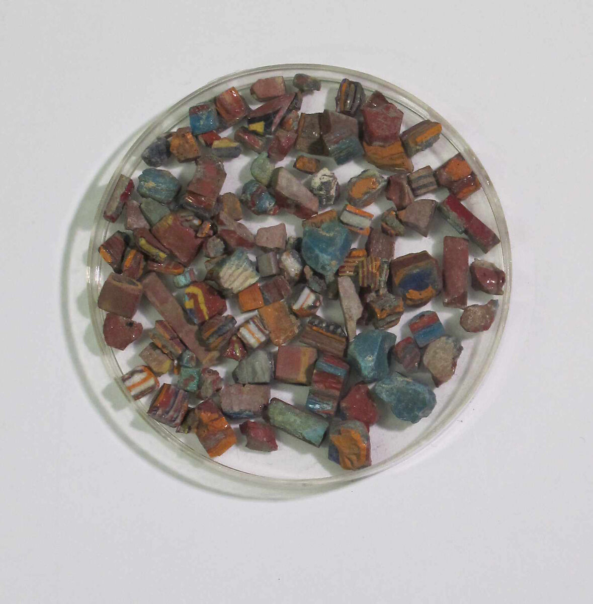 Inlays from shrine: patterned fragments, Glass 
