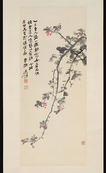 Crabapple Blossoms, Chang Dai-chien (Zhang Daqian)  Chinese, Hanging scroll; ink and color on paper, China