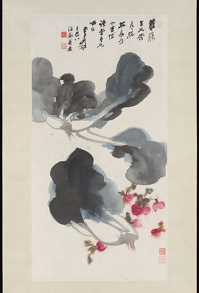 Radishes and Mustard Greens, Chang Dai-chien (Zhang Daqian)  Chinese, Hanging scroll; ink and color on paper, China