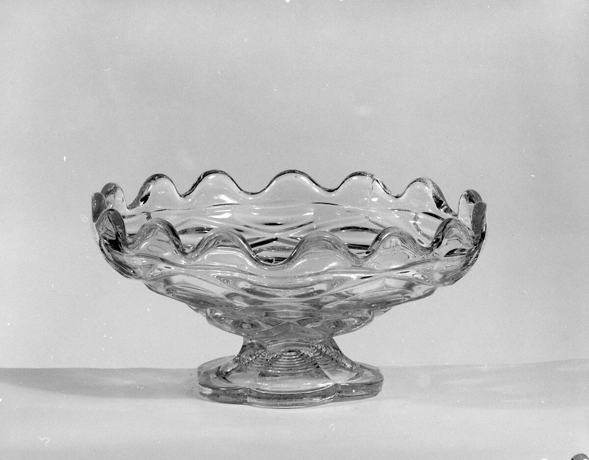 Footed Bowl, Pressed glass, American 